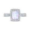 Thumbnail Image 3 of Cushion-Cut Lab-Created Opal & White Lab-Created Sapphire Ring Sterling Silver