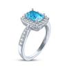 Thumbnail Image 2 of Cushion-Cut Swiss Blue Topaz & White Lab-Created Sapphire Ring Sterling Silver