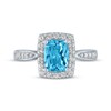Thumbnail Image 3 of Cushion-Cut Swiss Blue Topaz & White Lab-Created Sapphire Ring Sterling Silver