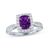 Thumbnail Image 0 of Cushion-Cut Amethyst & White Lab-Created Sapphire Ring Sterling Silver