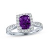 Thumbnail Image 1 of Cushion-Cut Amethyst & White Lab-Created Sapphire Ring Sterling Silver