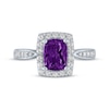 Thumbnail Image 2 of Cushion-Cut Amethyst & White Lab-Created Sapphire Ring Sterling Silver