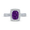 Thumbnail Image 3 of Cushion-Cut Amethyst & White Lab-Created Sapphire Ring Sterling Silver