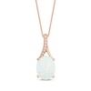 Thumbnail Image 1 of Oval-Cut Lab-Created Opal & Diamond Accent Necklace 10K Rose Gold 18"
