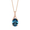 Thumbnail Image 1 of Oval-Cut London Blue Topaz & Diamond Accent Necklace 10K Rose Gold 18"