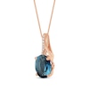 Thumbnail Image 2 of Oval-Cut London Blue Topaz & Diamond Accent Necklace 10K Rose Gold 18"