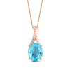 Thumbnail Image 1 of Oval-Cut Swiss Blue Topaz & Diamond Accent Necklace 10K Rose Gold 18"