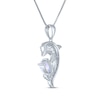 Thumbnail Image 3 of Oval-Cut Lab-Created Opal & White Lab-Created Sapphire Dolphin Necklace Sterling Silver 18"