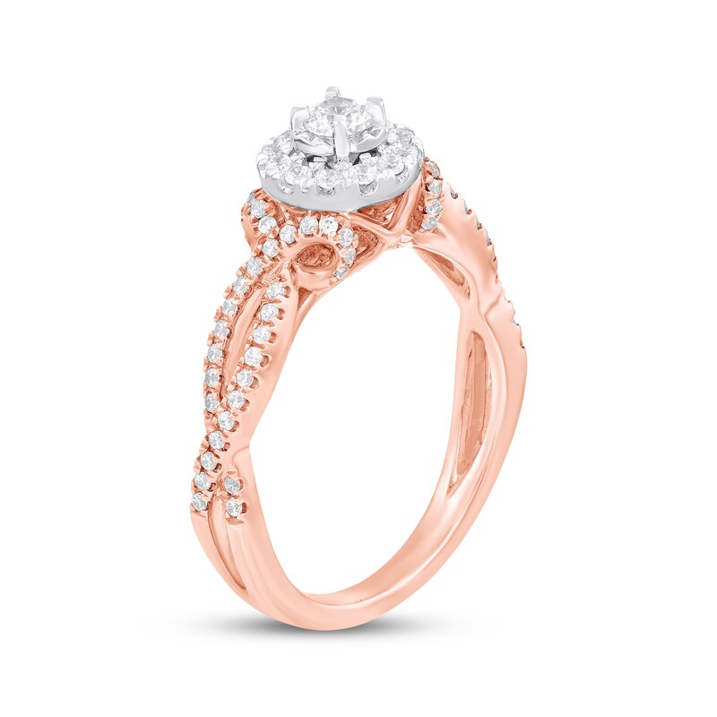 Main Image 2 of Adore Round-Cut Diamond Halo Engagement Ring 1/2 ct tw 10K Two-Tone Gold