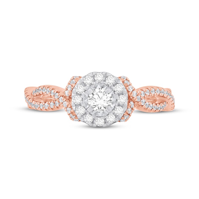 Main Image 3 of Adore Round-Cut Diamond Halo Engagement Ring 1/2 ct tw 10K Two-Tone Gold