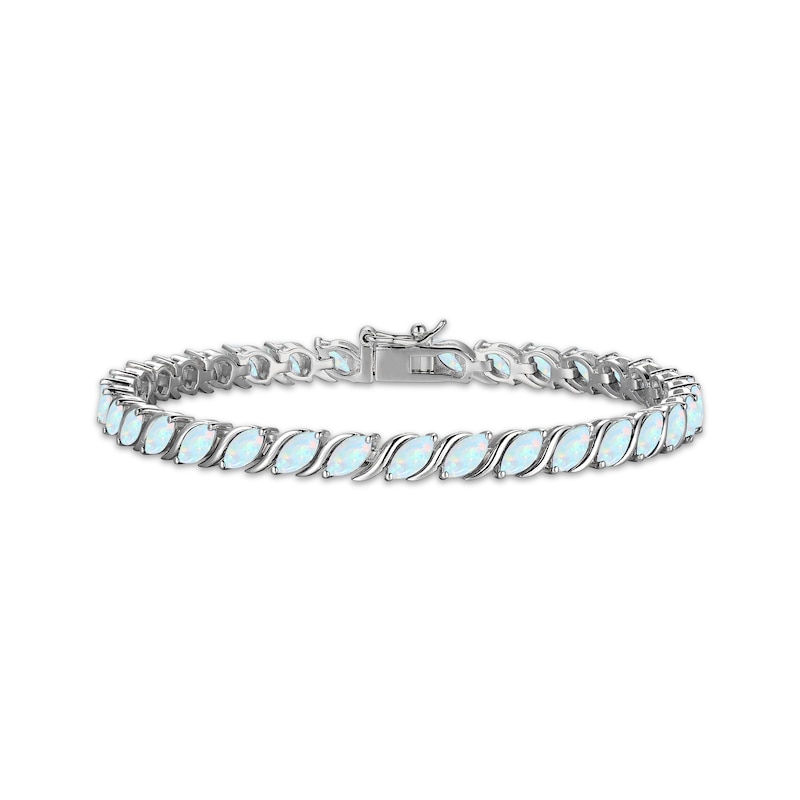 Main Image 1 of Marquise-Cut Lab-Created Opal S-Link Bracelet 7.25"