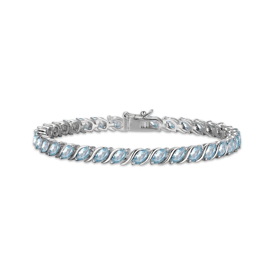 Marquise-Cut Swiss Blue Topaz S-Link Bracelet 7.25"