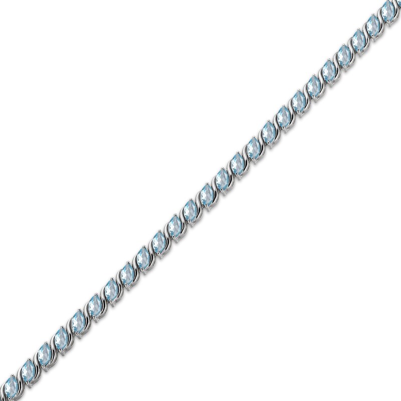 Main Image 2 of Marquise-Cut Swiss Blue Topaz S-Link Bracelet 7.25"