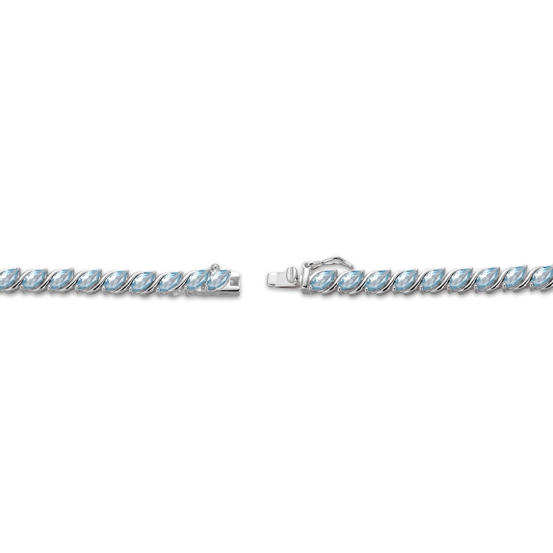 Main Image 3 of Marquise-Cut Swiss Blue Topaz S-Link Bracelet 7.25"