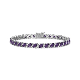 Marquise-Cut Amethyst S-Link Bracelet 7.25"