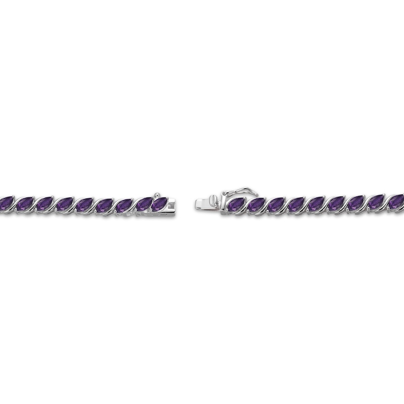Main Image 3 of Marquise-Cut Amethyst S-Link Bracelet 7.25"