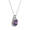 Thumbnail Image 2 of Oval-Cut Amethyst & White Lab-Created Sapphire Teardrop Necklace Sterling Silver 18"