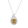 Thumbnail Image 1 of Oval-Cut Citrine & White Lab-Created Sapphire Teardrop Necklace Sterling Silver 18"