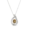 Thumbnail Image 3 of Oval-Cut Citrine & White Lab-Created Sapphire Teardrop Necklace Sterling Silver 18"