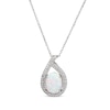 Thumbnail Image 0 of Oval-Cut Lab-Created Opal & White Lab-Created Sapphire Teardrop Necklace Sterling Silver 18"