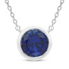Thumbnail Image 1 of Blue Lab-Created Sapphire Solitaire Bezel-Set Necklace Sterling Silver 18"