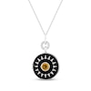 Thumbnail Image 0 of Citrine & White Lab-Created Sapphire Enameled Sunburst Locket Necklace Sterling Silver 18"