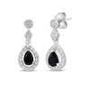 Thumbnail Image 0 of Pear-Shaped Black Onyx & White Lab-Created Sapphire Dangle Earring Sterling Silver