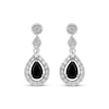 Thumbnail Image 1 of Pear-Shaped Black Onyx & White Lab-Created Sapphire Dangle Earring Sterling Silver