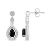 Thumbnail Image 2 of Pear-Shaped Black Onyx & White Lab-Created Sapphire Dangle Earring Sterling Silver