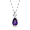Thumbnail Image 1 of Pear-Shaped Amethyst & White Lab-Created Sapphire Necklace Sterling Silver 18"
