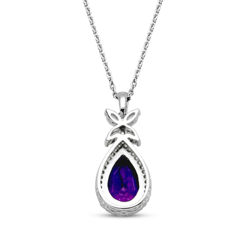 Main Image 3 of Pear-Shaped Amethyst & White Lab-Created Sapphire Necklace Sterling Silver 18"