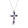 Thumbnail Image 2 of Marquise-Cut Amethyst & White Lab-Created Sapphire Cross Necklace Sterling Silver 18"