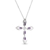 Thumbnail Image 3 of Marquise-Cut Amethyst & White Lab-Created Sapphire Cross Necklace Sterling Silver 18"