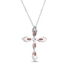 Thumbnail Image 3 of Marquise-Cut Garnet & White Lab-Created Sapphire Cross Necklace Sterling Silver 18"