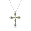 Thumbnail Image 1 of Marquise-Cut Peridot & White Lab-Created Sapphire Cross Necklace Sterling Silver 18"