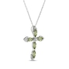 Thumbnail Image 2 of Marquise-Cut Peridot & White Lab-Created Sapphire Cross Necklace Sterling Silver 18"