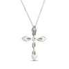 Thumbnail Image 3 of Marquise-Cut Peridot & White Lab-Created Sapphire Cross Necklace Sterling Silver 18"