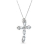 Thumbnail Image 2 of Marquise-Cut Aquamarine & White Lab-Created Sapphire Cross Necklace Sterling Silver 18"