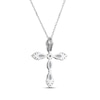 Thumbnail Image 3 of Marquise-Cut Aquamarine & White Lab-Created Sapphire Cross Necklace Sterling Silver 18"