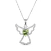 Thumbnail Image 1 of Heart-Shaped Peridot & White Lab-Created Sapphire Angel Necklace Sterling Silver 18"