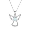 Thumbnail Image 1 of Heart-Shaped Lab-Created Opal & White Lab-Created Sapphire Angel Necklace Sterling Silver 18"