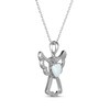 Thumbnail Image 2 of Heart-Shaped Lab-Created Opal & White Lab-Created Sapphire Angel Necklace Sterling Silver 18"