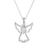 Thumbnail Image 3 of Heart-Shaped Lab-Created Opal & White Lab-Created Sapphire Angel Necklace Sterling Silver 18"
