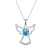 Thumbnail Image 1 of Heart-Shaped Swiss Blue Topaz & White Lab-Created Sapphire Angel Necklace Sterling Silver 18"