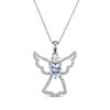 Thumbnail Image 1 of Heart-Shaped Aquamarine & White Lab-Created Sapphire Angel Necklace Sterling Silver 18"
