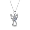 Thumbnail Image 2 of Heart-Shaped Aquamarine & White Lab-Created Sapphire Angel Necklace Sterling Silver 18"