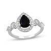 Thumbnail Image 0 of Pear-Shaped Black Onyx & White Lab-Created Sapphire Ring Sterling Silver