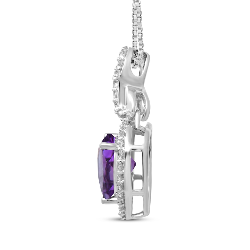 Heart-Shaped Amethyst & White Lab-Created Sapphire Infinity Drop Necklace Sterling Silver 18"