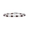 Thumbnail Image 0 of Oval-Cut Garnet & White Lab-Created Sapphire Link Bracelet Sterling Silver 7.5"