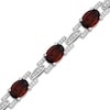Thumbnail Image 1 of Oval-Cut Garnet & White Lab-Created Sapphire Link Bracelet Sterling Silver 7.5"
